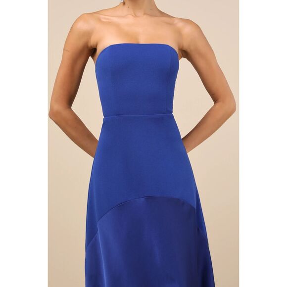 Lulus Compelling Style Royal Blue Strapless A-Line Maxi Dress Size XL NWT - Picture 4 of 9